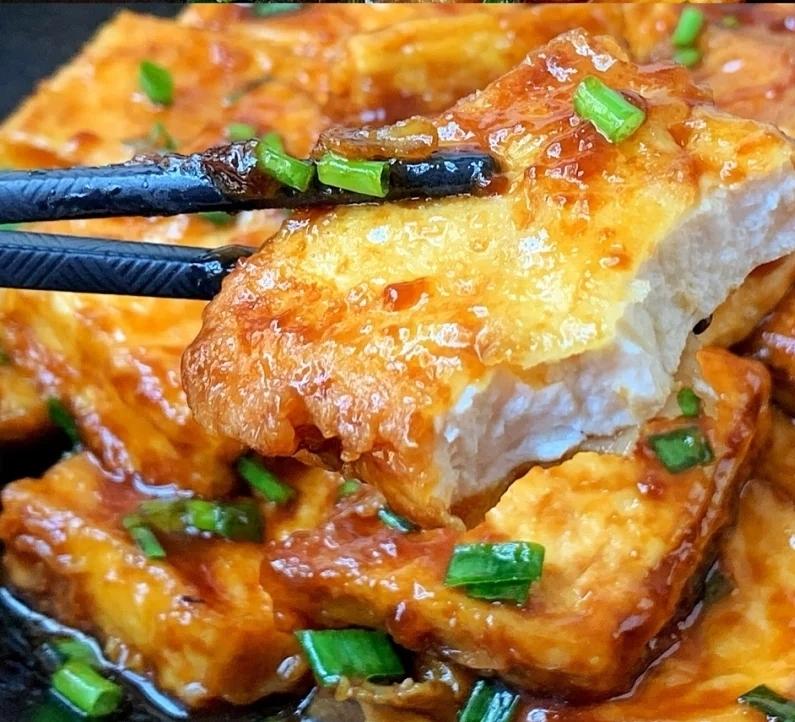 Crispy Pan-Fried Tofu with Savory Glaze