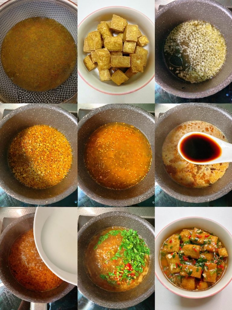 Fried Tofu with Savory Garlic Sauce