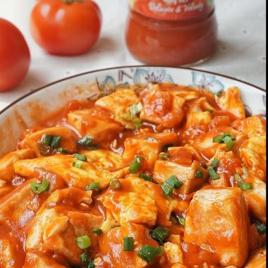 Pan-Fried Tofu in Savory Tomato Sauce