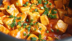 Pan-Fried Tofu in Savory Tomato Sauce
