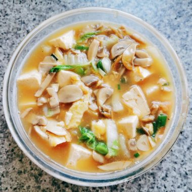 Tofu Mushroom Soup with Egg