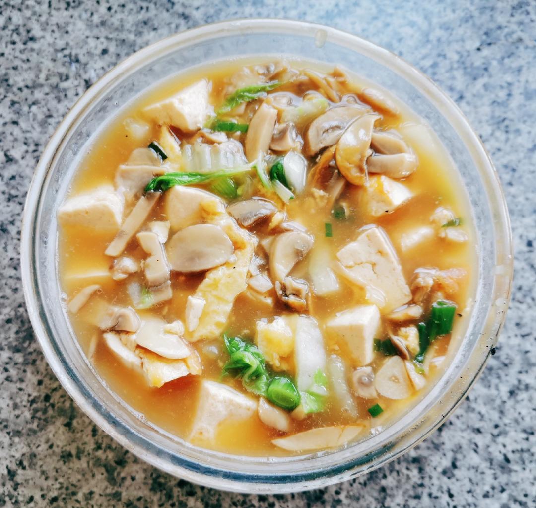 Tofu Mushroom Soup with Egg