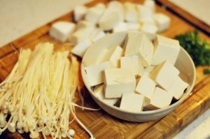 Cut the Tofu: Cube the tofu into 1-inch pieces.