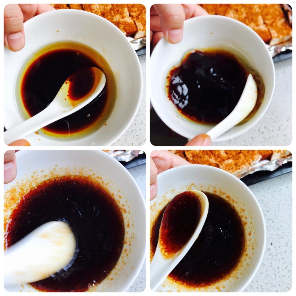 The "Drizzle" Technique Pour the mixture of oil and light soy sauce over the tofu.