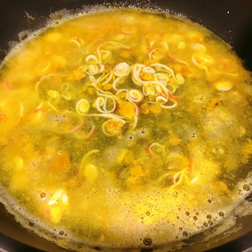 Pour in the water (or chicken stock)
