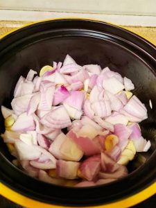 Add the onion, cook until fragrant, and sprea