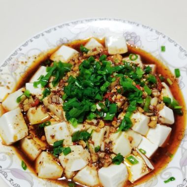 Chilled tofu with a Sichuan-peppercorn oil dressing