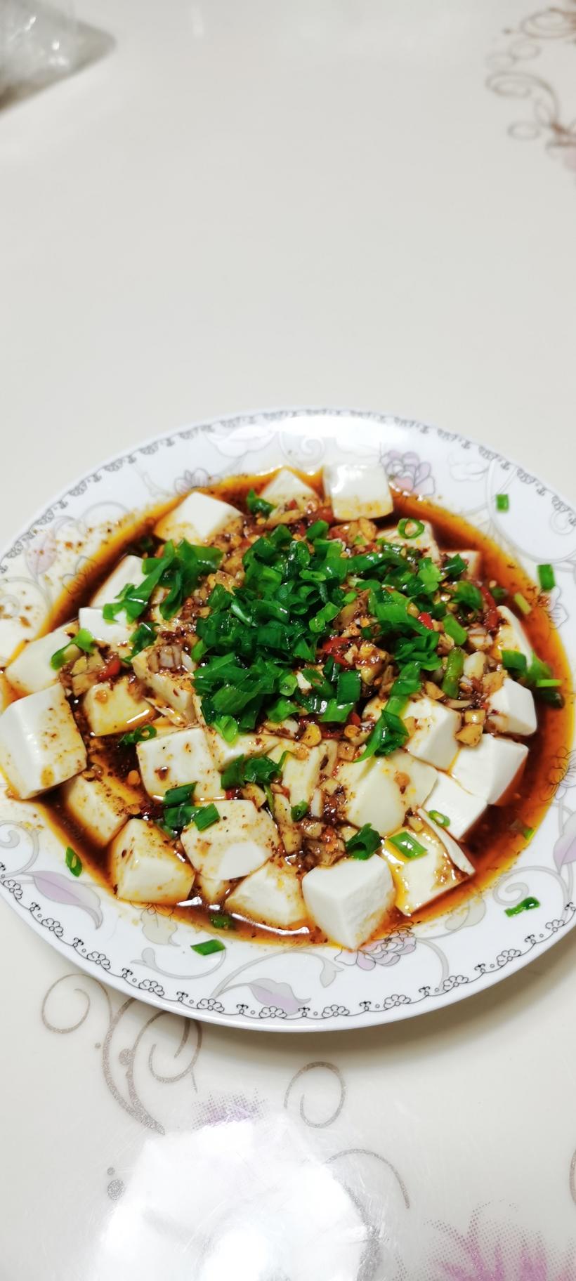 Chilled tofu with a Sichuan-peppercorn oil dressing