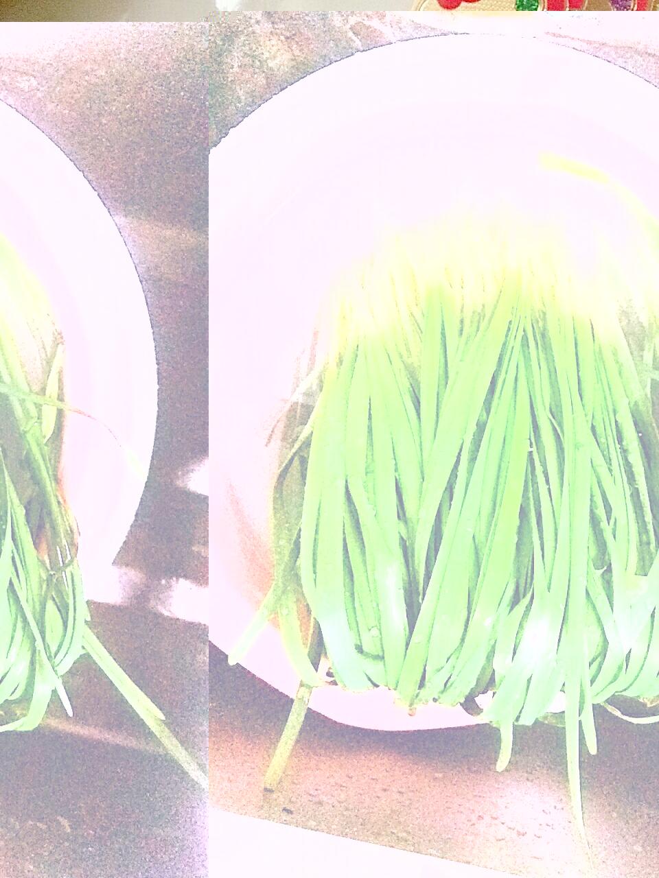 Get a bunch of local chives; pick off the dry