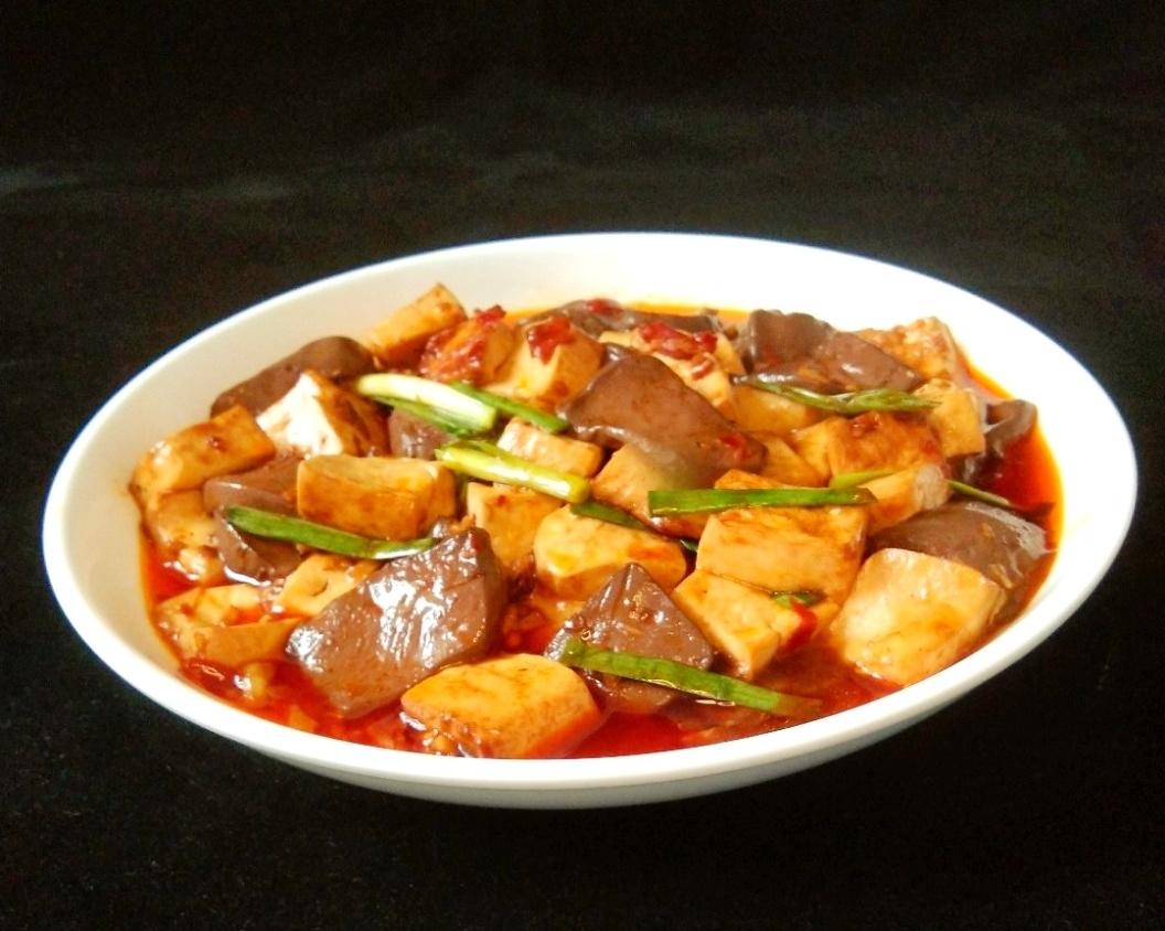 The finished duck blood and tofu