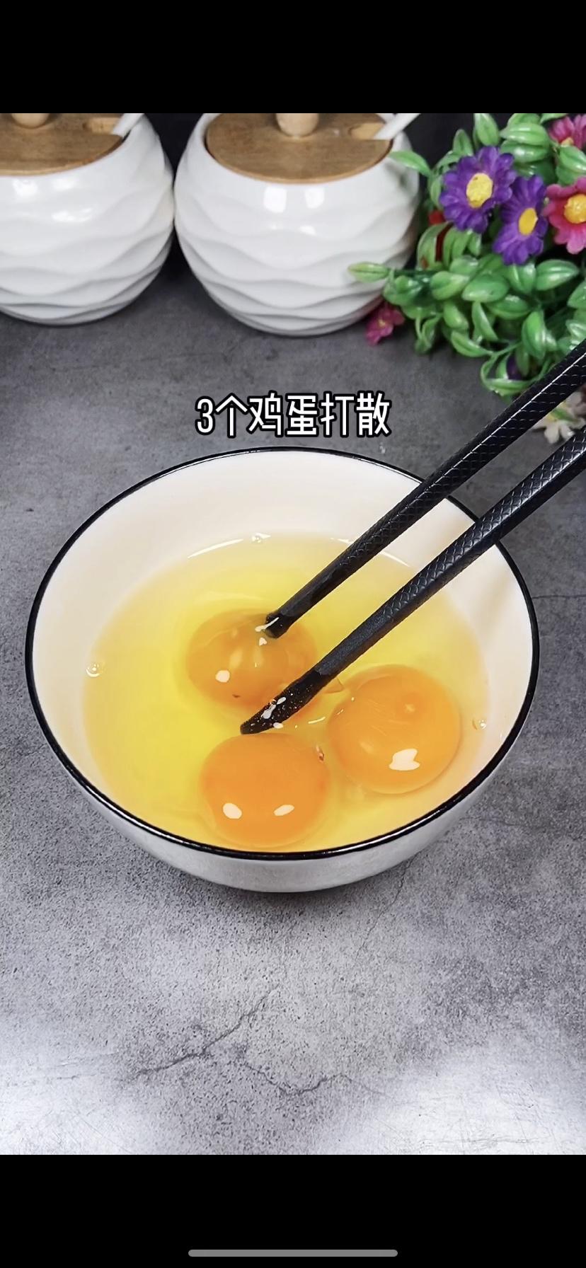 Beat three eggs