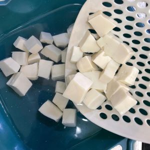 Cool the cubes in cold water and drain