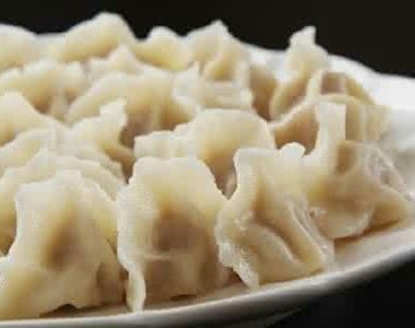 Hand-folded dumplings with a frozen-tofu filling