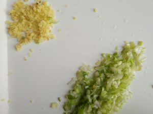 Chop the scallion and ginger fine