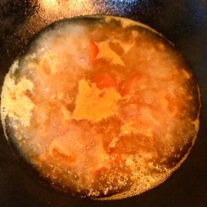 Add half a pot of water and boil over high, t