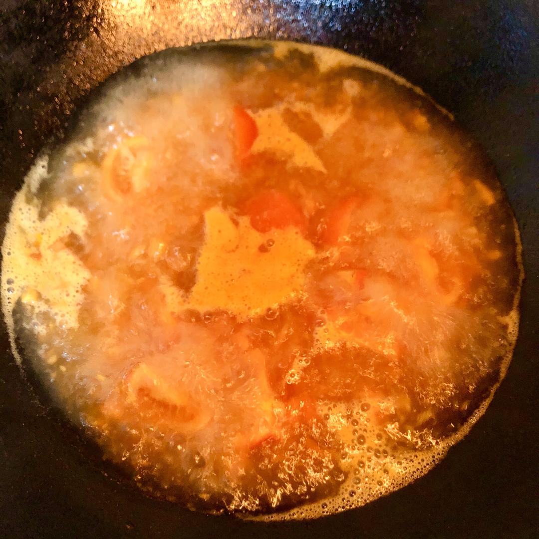 Add half a pot of water and boil over high, t