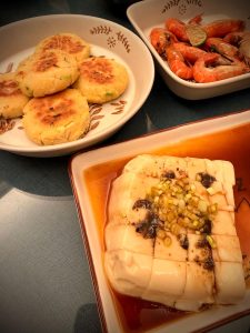 Serve the tofu with truffle and scallion