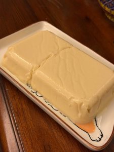 Unmold the set chickpea tofu