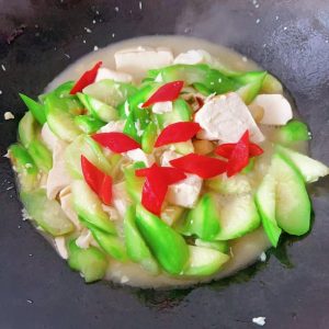 Off the heat, add the colored pepper, season