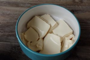 Lay the tofu in the bottom of the bowl - for