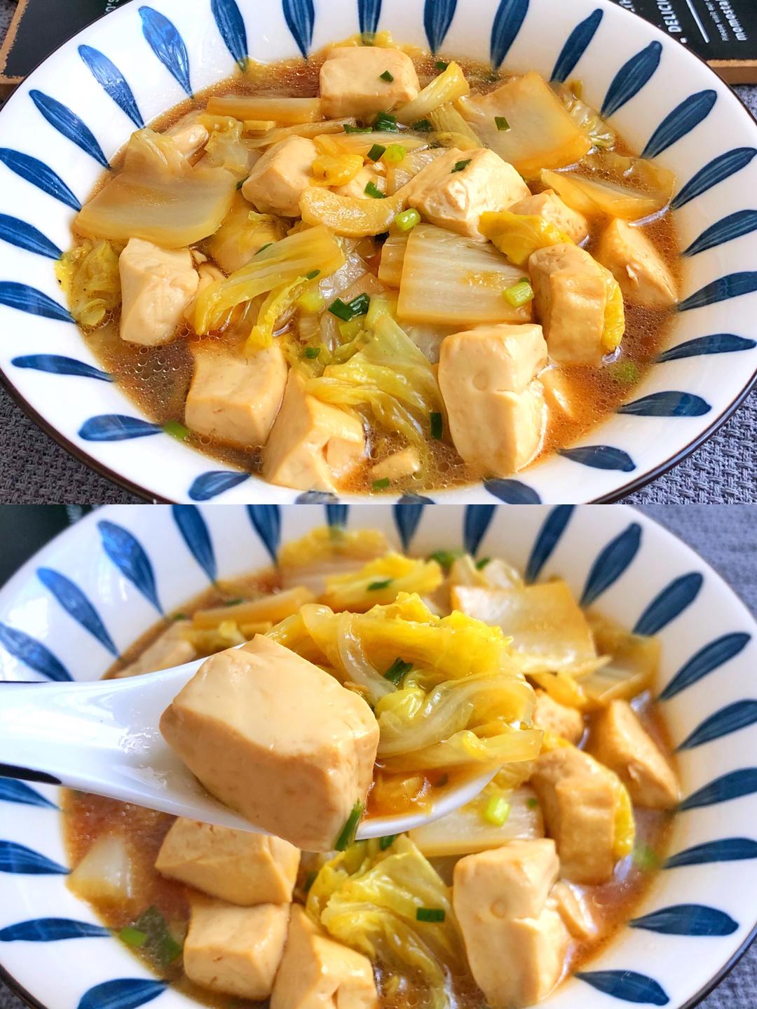 Napa cabbage and tofu in a simple broth