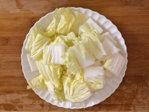 Cut the napa cabbage