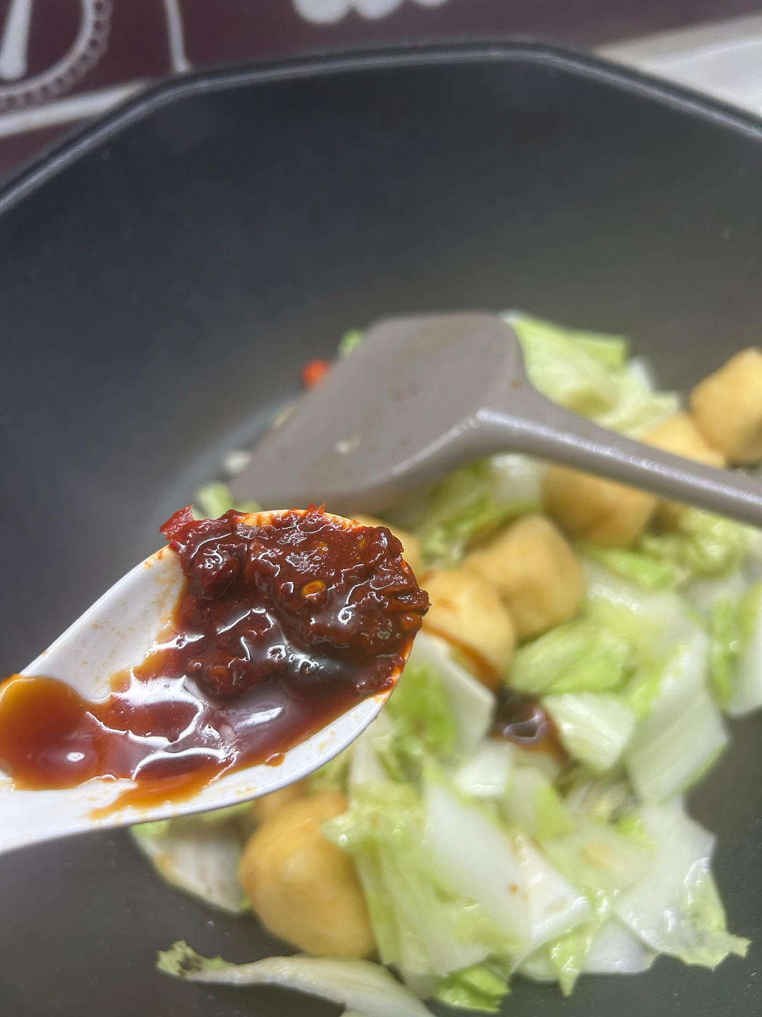 Add half a spoon of doubanjiang