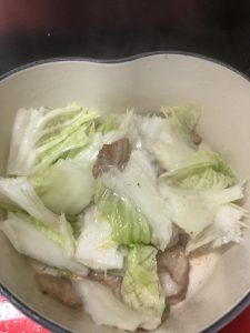 Add the napa stems and stir until soft