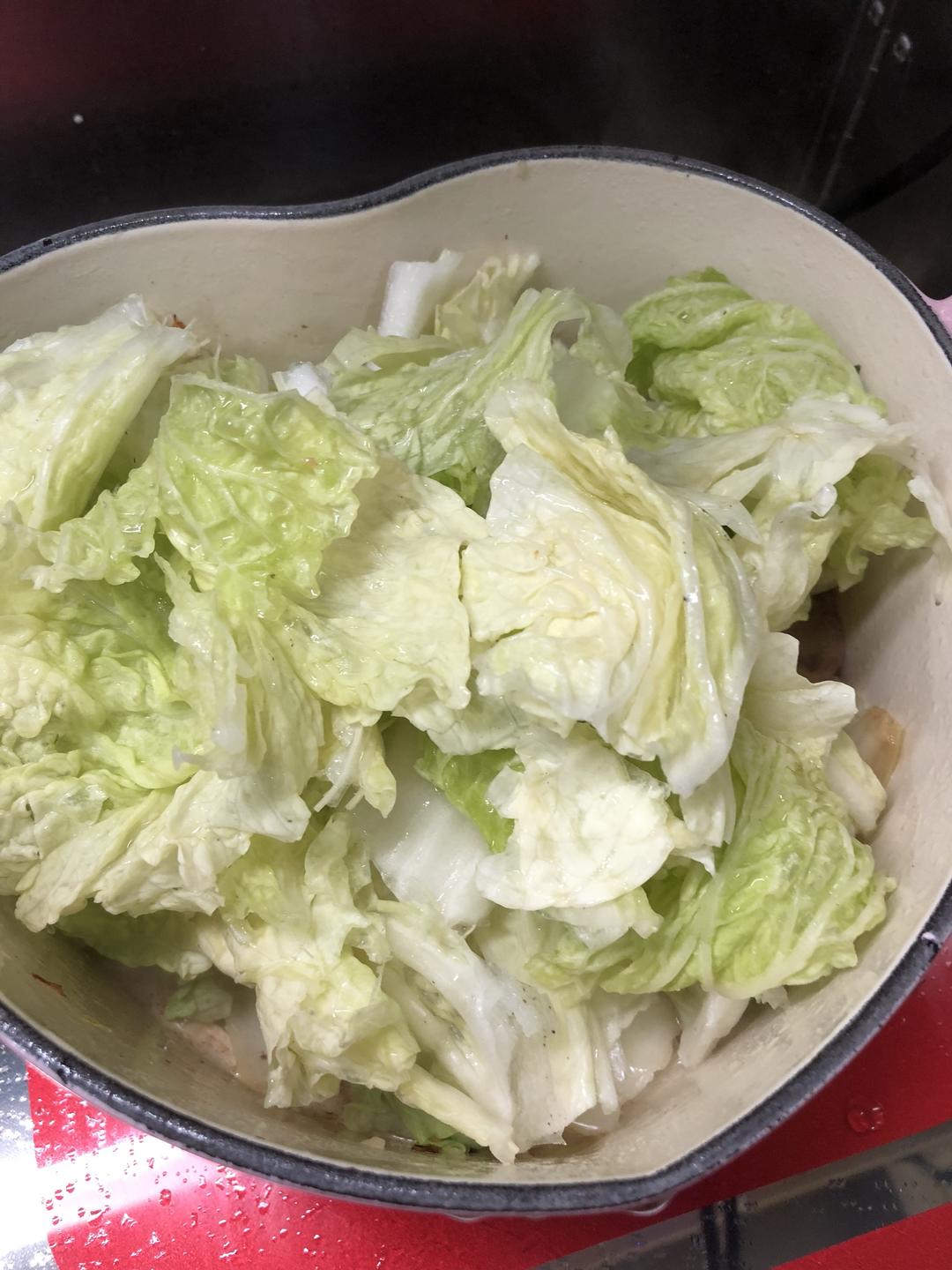 Add the leaves, cook soft, and season with a