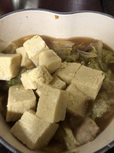 Add the frozen tofu (thawed or not, either is