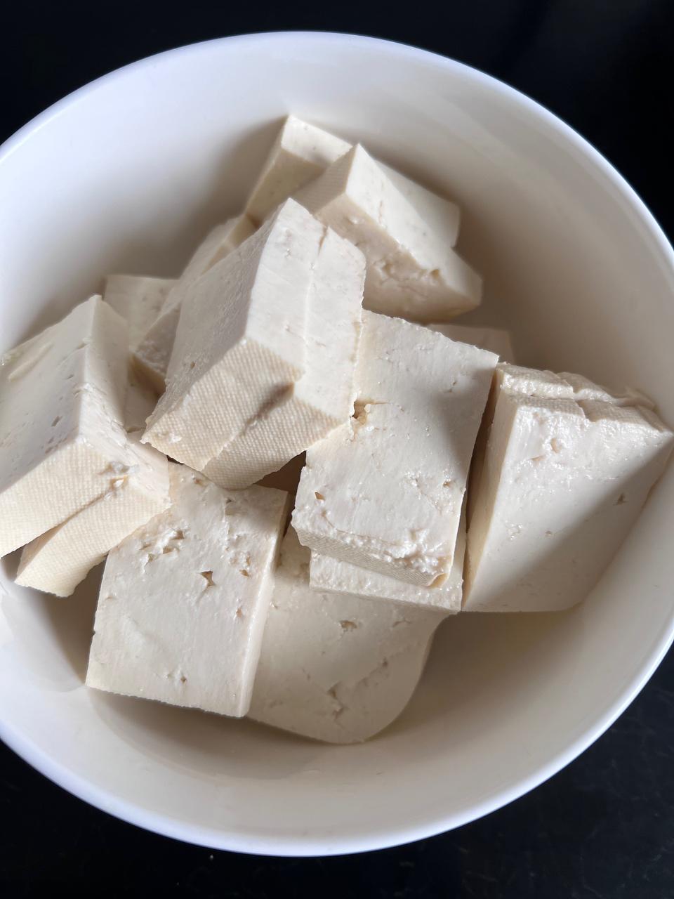Cut the tofu into squares - triangles double