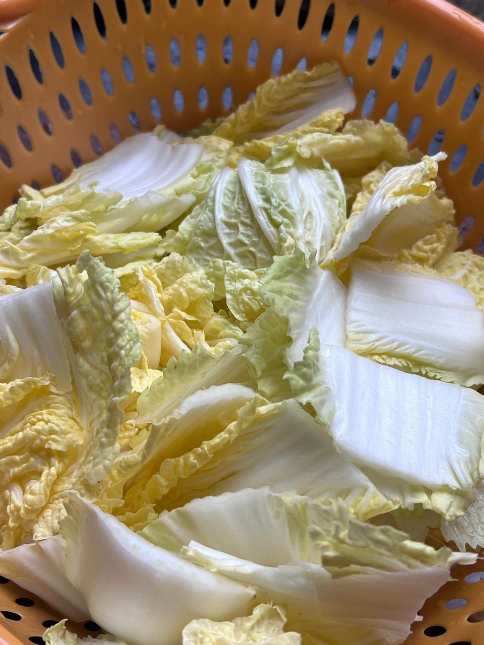 Wash the cabbage and drain it