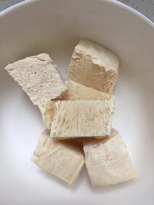 The frozen tofu is from the leftover block -