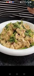 Into the bowl - good sauce-mixed tofu