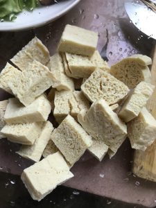 Cut the tofu into cubes