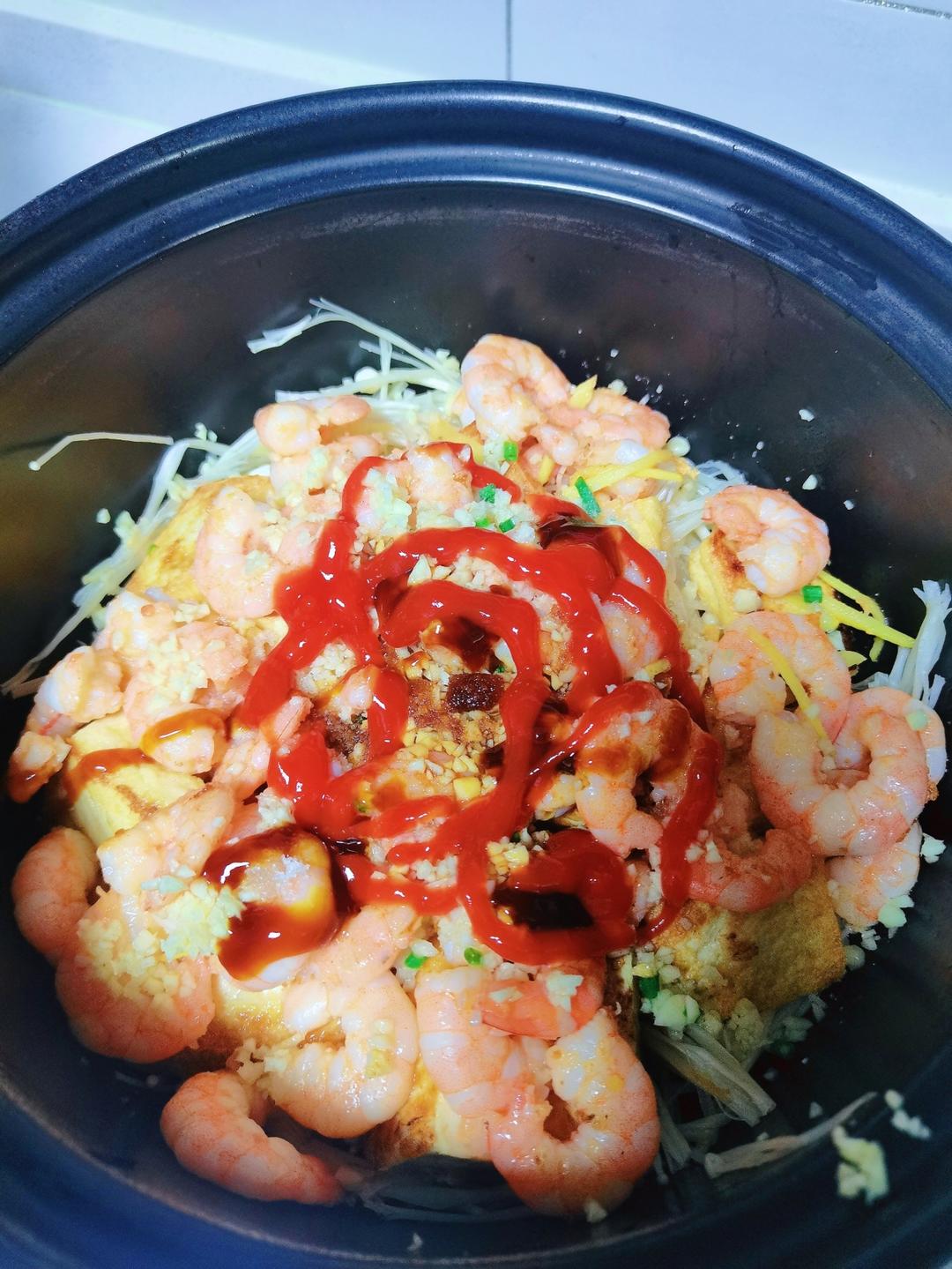 Add the garlic, salt, sugar, light soy, oyste