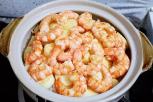Top with the seared shrimp