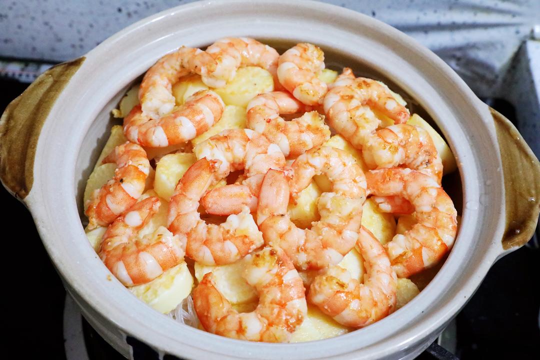 Top with the seared shrimp