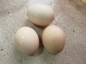 Crack three eggs