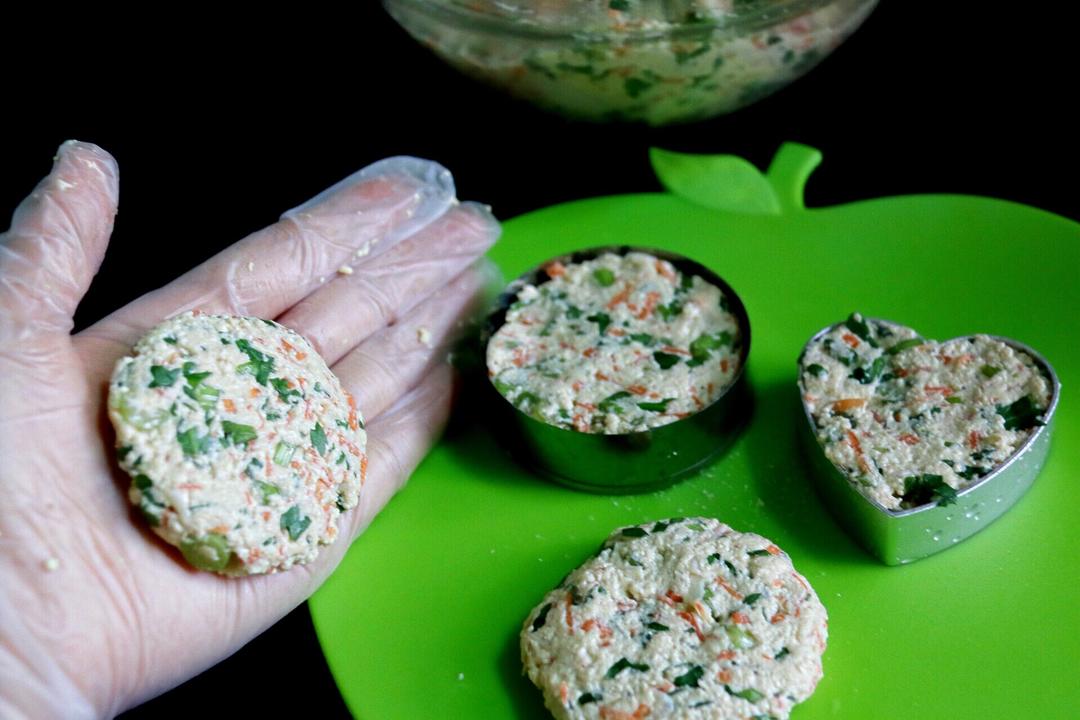 Roll into balls and press flat, or use a mold