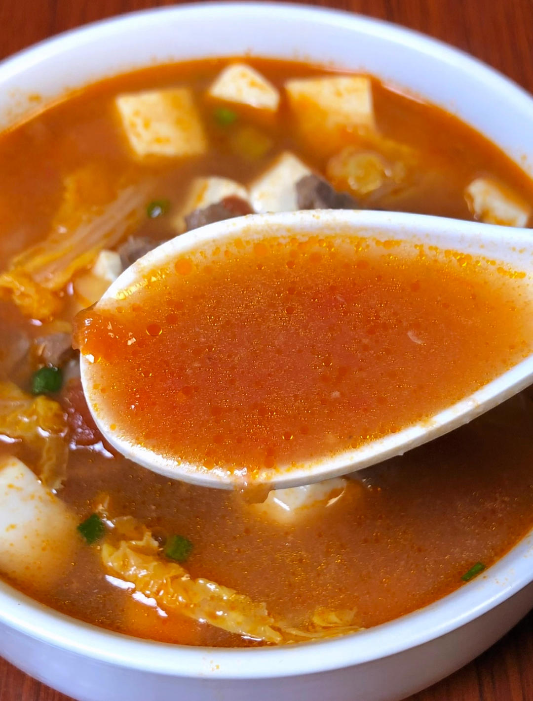 The broth is sweet-sour and appetizing