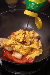 Season with light soy and oyster sauce