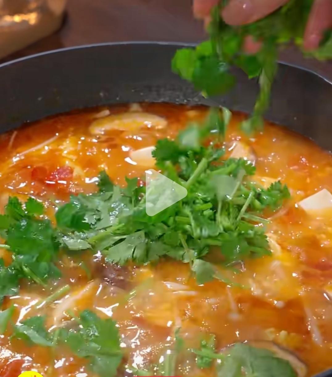 Before serving scatter cilantro and a little