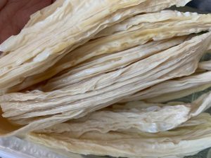 Cold-soaked yuba is chewy and crumb-free - it